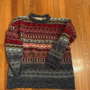 Frantic hand-knit Fair Isle wool sweater. Stunning yarn colors size m, like new